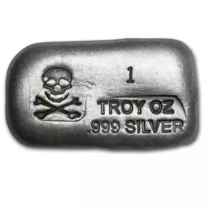 1 oz Silver Hand Poured Bar - PG & G (Skull & Bones)