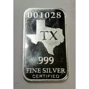 1 oz US State 'Texas' Vintage Silver Bar  (2)