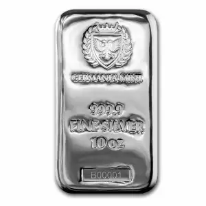 10 oz Germania Mint  Premium Silver Cast Bar w/Hologram (2)