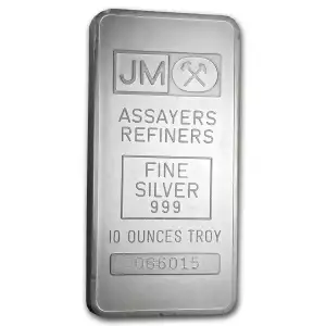 10 oz Vintage Johnson Matthey Silver Bar (Pressed, Plain Back)