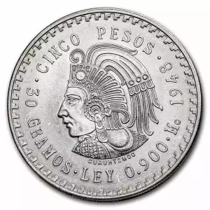 1948 Mexican Silver 5 Pesos Cuahtemoc