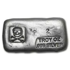 2 oz Hand Poured Silver Bar - PG & G (Skull & Bones) (2)