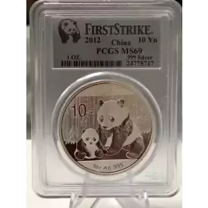 2012 1 oz Chinese Silver Panda PCGS MS-69 First Strike (2)