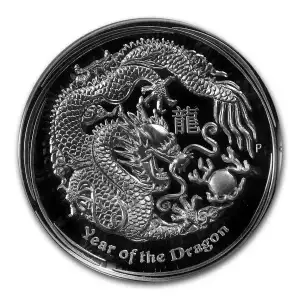 2012 Australia 1 oz Silver Year of the Dragon High Relief Proof Coin (In Capsule) (2)