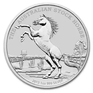 2013 1 oz Silver: The Australian Stock Horse BU Coin (In Capsule) 