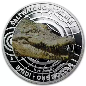 2013 Australian Saltwater Crocodile Bindi 1 oz Silver Colorized Proof Coin (In Capsule)