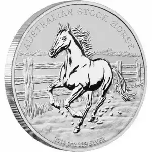 2014 1 oz Silver Australian Stock Horse BU Coin (In Capsule)