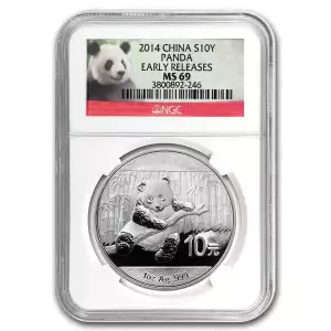 2014 1 oz Slabbed Chinese Silver Panda by NGC MS-69 Early Release