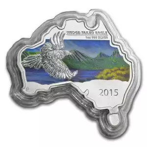 2015 Australia 1 oz -Map Shaped- Silver Wedge Tailed Eagle Coin (In Capsule)