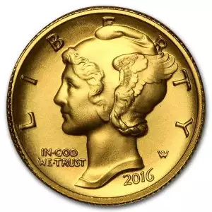 2016 W 1/10 oz Mercury Dime Centennial Gold coin