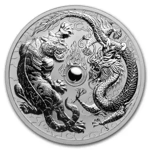 2018 Australia 1 oz Silver Dragon & Tiger BU Coin