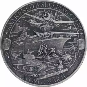 2019 Patriot World War II 1 oz Antique Finish Silver Round (2)