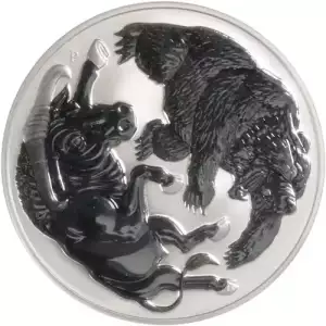 2020 Australian Perth Mint 1 oz Silver Bull and Bear Perth Mint BU Coin