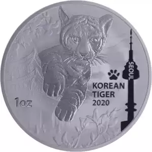 2020 South Korea 1 oz Silver Tiger BU (In Capsule)