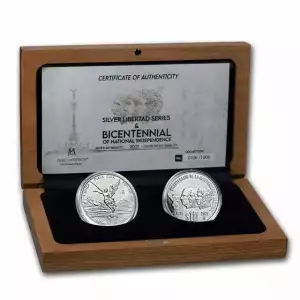 2021 Mexican Independence Silver 2-Coin Set (w/Box & COA)