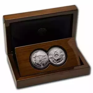 2021 South Africa 2-Coin Silver Big Five Buffalo Proof Set (w/Box & COA)