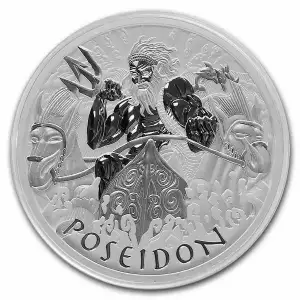 2021 Tuvalu 1 oz Silver Gods of Olympus Poseidon BU Coin (In Capsule)