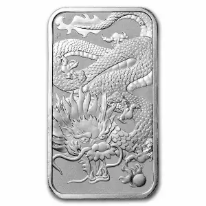 2022 1 oz Silver Australian Dragon Coin Bar $1 BU