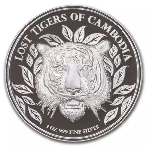 2022  1 oz Silver High Relief Proof Lost Tigers of Cambodia Coin