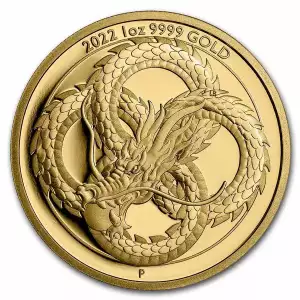 2022 Australia 1 oz Gold Dragon Proof (w/Box & COA)