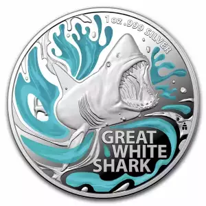 2022 Australia 1 oz Silver Great White Shark Colorized Proof (w/Box & COA)