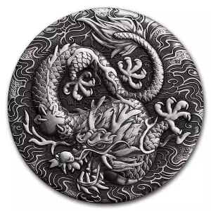 2022 Australian 2 oz Silver Dragon Antiqued (HR, w/Box & COA)