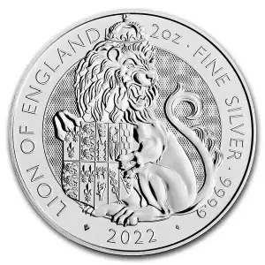 2022 Great Britain 2 oz Silver Royal Tudor Beasts: The Lion of England