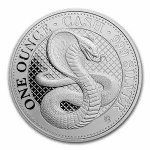 2022 St. Helena 1 oz Silver (One Pound) Cobra BU Coin (In Capsule)