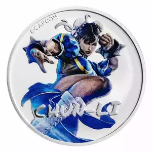 2022 Tuvalu 1 oz Silver Colorized Street Fighter: Chun Li (In Capsule)