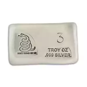 3 oz Hand Poured Silver Bar - PG & G (Don't Tread on Me))