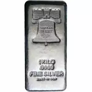 .9999 Fine Silver Kilo Bar With Liberty Bell Hallmark by SilverTowne Mint