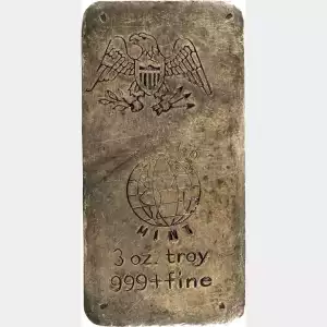 Rare Vintage World Mint Corp. 3 oz Silver Ingot (Bar)