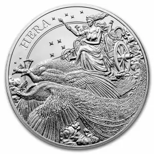  ST. Helena Limited Mintage 2022 5 oz  Silver Goddesses: Hera And The Peacock BU (w/Box & COA)