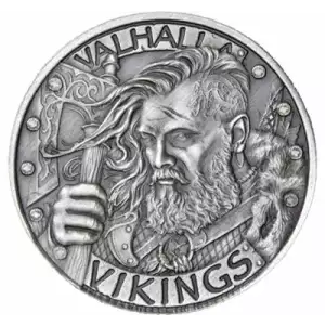 Vikings 1 oz Antique Finish Silver Round