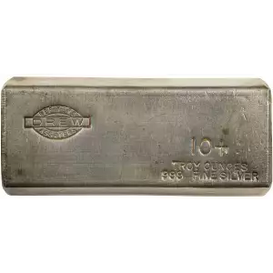 Vintage 10 oz Drew Refiners & Assayers Silver Bar (3)