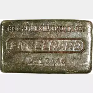 Vintage 10 oz Engelhard P Series Waffle Back Poured Silver Bar (2)