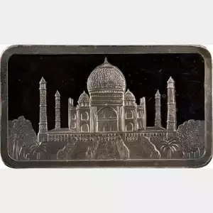 Vintage 1974 2.08 oz Jaques Carter Taj-Mahal India Silver Bar