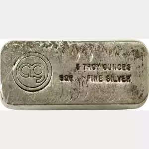 Vintage 5 oz 'AG' Great American Silver Company Silver Ingot