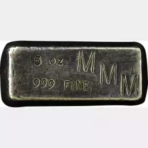 Vintage 5 oz 'M M M' Colorado Refiner Hand Poured Silver Bar (Ingot)